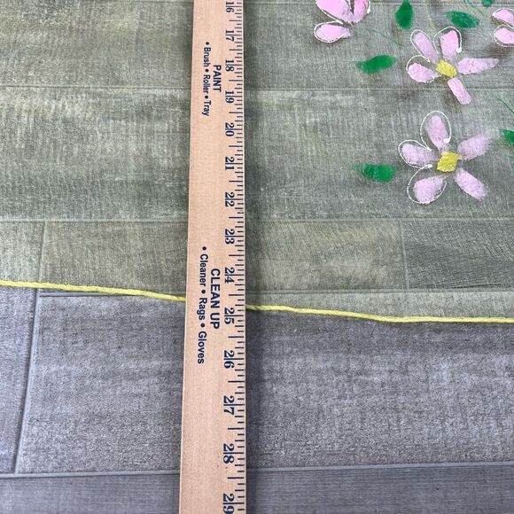 60s JAPAN Sheer texturized  Yellow with Floral Small Scarf. Rare. Vintage - Picture 6 of 7